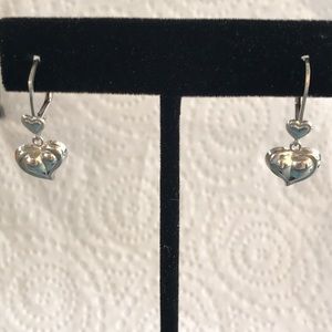 Sterling Silver - Heart Earrings - 1” Drop
